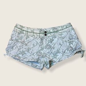 Free People Floral Green Short Shorts